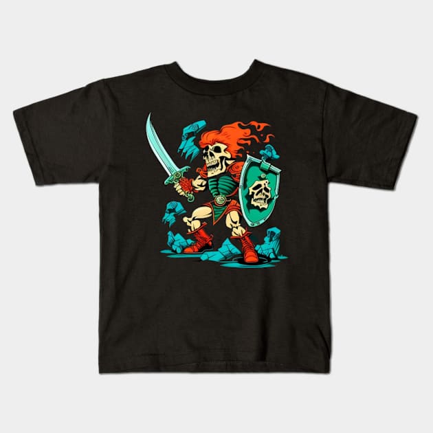 Skeleton warrior Kids T-Shirt by Crazy skull